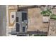 Aerial view showcasing the home's roof, solar panels, and low-maintenance desert landscaping at 3509 Navajo Way, Las Vegas, NV 89108