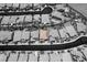 Aerial view of a residential area with a home featuring a pool at 5619 Shadow Bend Dr, Las Vegas, NV 89135