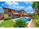 Exterior view of a home showcasing the pool, backyard, and patio area at 5619 Shadow Bend Dr, Las Vegas, NV 89135