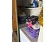 Conveniently located laundry area with storage shelving for supplies at 712 Donner St, Las Vegas, NV 89107
