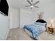 Bedroom features a ceiling fan and closet for a clean and organized living space at 794 Sunny Sagebrush St, Henderson, NV 89011