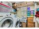Laundry room with a modern washer and dryer and ample storage space at 11074 Caramel Crest Ct, Las Vegas, NV 89135