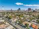 Expansive aerial view capturing the vibrant cityscape and the property's ideal location within a thriving community at 2504 La Solana Way, Las Vegas, NV 89102