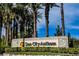 Sun City Anthem entrance sign surrounded by palm trees against a bright blue sky at 2545 Divine Sky Dr, Henderson, NV 89044