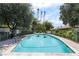 Community pool surrounded by lush landscaping at 2857 San Lago Ct, Las Vegas, NV 89121