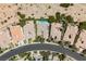 Gorgeous aerial view of the home's backyard with swimming pool at 3042 Soft Horizon Way, Las Vegas, NV 89135