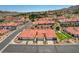 Aerial view highlighting the community's neatly arranged homes and well-kept grounds at 445 Intrepid Ct, Boulder City, NV 89005