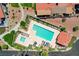 Aerial view of the community pool and jacuzzi at 445 Intrepid Ct, Boulder City, NV 89005