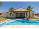 The beautiful backyard pool and covered patio creates a perfect spot to relax and unwind at 4620 E Suntree Ct, Pahrump, NV 89061