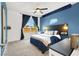 Comfortable bedroom with blue accent wall, stylish decor, and natural light at 66 Chelsea Manor Ct, Las Vegas, NV 89110