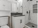 Bathroom featuring modern vanity, a toilet, and a stylish walk-in shower at 4204 El Jardin Ave, Las Vegas, NV 89102