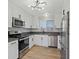 Updated kitchen boasts white cabinets, modern appliances, and grey countertops at 4204 El Jardin Ave, Las Vegas, NV 89102