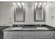 Modern bathroom featuring dual sinks, sleek countertops, and plenty of storage at 4525 Dean Martin Dr # 2903, Las Vegas, NV 89103