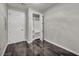 Bedroom with closet, neutral walls, tile flooring and modern lighting at 4525 Dean Martin Dr # 2903, Las Vegas, NV 89103