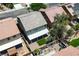 Aerial view of backyard with covered patio, privacy landscaping, and plenty of space for entertaining at 6133 Roseboro Ct, North Las Vegas, NV 89081