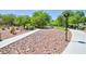 A landscaped walkway features desert landscaping and mature shade trees at 6133 Roseboro Ct, North Las Vegas, NV 89081