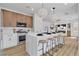 Modern kitchen with an island, stylish pendant lighting, stainless steel appliances, and sleek countertops at 1551 Boundary Peak Way, Las Vegas, NV 89135