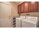 Functional laundry room featuring a washer, dryer, and cabinetry for storage at 2225 Blackburn Hills Ave, Henderson, NV 89044