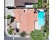 Overhead shot revealing a property's layout, pool, and landscaping at 349 Esquina Dr, Henderson, NV 89014