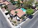 Aerial view of a cozy single-Gathering home with a private pool at 349 Esquina Dr, Henderson, NV 89014