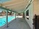 Covered patio area with view of the pool at 349 Esquina Dr, Henderson, NV 89014