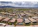 Stunning aerial perspective of a community with a pool, showcasing the backyard amenities at 489 Intonation St, Henderson, NV 89011