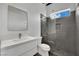 Modern bathroom featuring a glass enclosed shower, floating vanity, and sleek fixtures at 5015 Thunder River Cir, Las Vegas, NV 89148