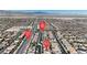 Overhead view of a neighborhood with a house pinpointed, showcasing its location near Grand Teton Dr. and N. Skye Village Rd at 9950 Coyote Echo Ct, Las Vegas, NV 89166
