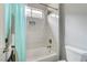 Bathroom with tiled shower and niche detail with a rainfall shower head at 12116 Vista Linda Ave, Las Vegas, NV 89138