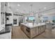 Gourmet kitchen with stainless steel appliances, large island, and stylish lighting fixtures at 2058 Troon Dr, Henderson, NV 89074