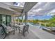 Relaxing view from covered patio of a swimming pool and mountain views at 2058 Troon Dr, Henderson, NV 89074