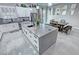 Spacious kitchen island with a gray countertop and white cabinets, connecting dining and kitchen areas at 2891 S Rainbow Ave, Pahrump, NV 89048