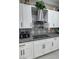 Modern kitchen featuring white cabinets, sleek hardware, and designer backsplash tiles at 2891 S Rainbow Ave, Pahrump, NV 89048