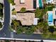 Overhead view of a private residence showing a backyard pool and neighboring houses at 42 Glade Water Dr, Henderson, NV 89052