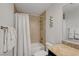 Cozy bathroom featuring tiled shower and tub with neutral granite vanity at 4200 S Valley View Blvd # 2009, Las Vegas, NV 89103