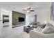 Living room with a view to the bedroom, balcony, modern fan, and a sliding glass door at 4200 S Valley View Blvd # 2009, Las Vegas, NV 89103