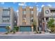 Modern townhouse showcasing unique design and drought-tolerant landscaping at 8055 Haywood Estate Ave, Las Vegas, NV 89113