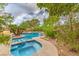 Beautiful pool and spa surrounded by lush greenery, offering a serene and private backyard oasis at 8633 Kennedy Heights Ct, Las Vegas, NV 89131