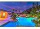 A picturesque pool features underwater lighting and tropical landscaping, creating a tranquil retreat at 8633 Kennedy Heights Ct, Las Vegas, NV 89131