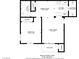 A floorplan of the property showing the layout, including the bedroom, kitchen, and living room at 220 Mission Newport Ln # 105, Las Vegas, NV 89107