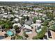 Expansive aerial view of a neighborhood, highlighting rooftops, landscaping, and distant city views at 2500 Cortina Ave, Henderson, NV 89074