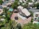 Aerial view of a backyard featuring desert landscaping and a patio, providing an overview of the outdoor space at 2500 Cortina Ave, Henderson, NV 89074