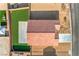 Overhead aerial shot of a backyard with artificial turf and xeriscaping at 3665 E Garfield Dr, Pahrump, NV 89061