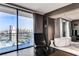 Spa-like bathroom with soaking tub and city view with floor-to-ceiling windows at 4381 W Flamingo Rd # 3002, Las Vegas, NV 89103