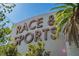 The Palms Race & Sports marquee beneath blue skies and Palm tree at 4381 W Flamingo Rd # 3002, Las Vegas, NV 89103