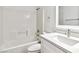 Standard bathroom with tub-shower combo, toilet, and single sink vanity at 5228 Shasta Lake Way, Las Vegas, NV 89118