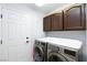 Modern laundry room featuring gray front load washer and dryer at 5601 Cavalier Cir, Las Vegas, NV 89130