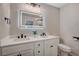 Bright bathroom featuring a double sink vanity with matte black hardware, and a modern lighted mirror at 700 Cactus Ln, Las Vegas, NV 89107
