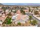 Aerial view featuring a well-maintained home with desert landscaping and mountain views at 3101 Hayden Ct, Las Vegas, NV 89134