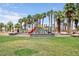 Community playground area with colorful play structures and lush palm trees offering shade at 4753 Carefree Dr, Las Vegas, NV 89122